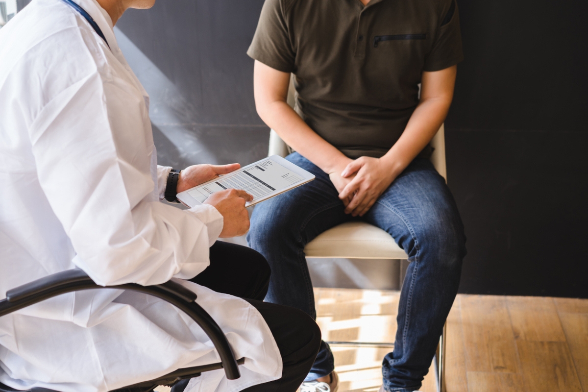 healthcare worker speaking with patient